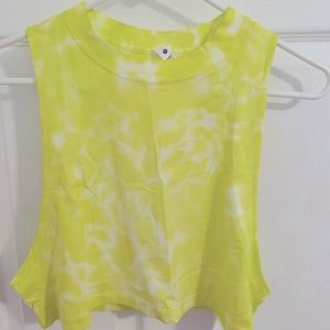 Lululemon All Yours cropped tank in a great neon yellow tie dye. NWT!